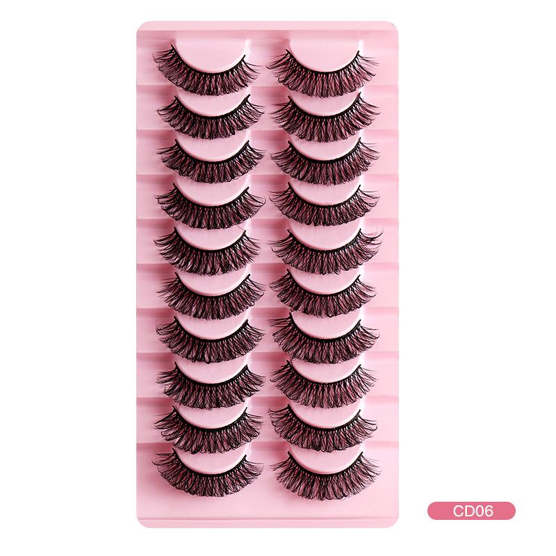 10 Pairs Of False Eyelashes, Large Curls, Natural Chemical Fiber Curls, Thick And Natural Eyelashes