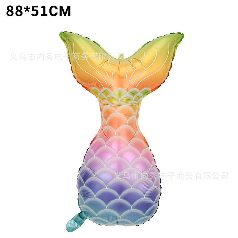 Special-Shaped Mermaid Balloon Birthday Party Decoration Balloon Fish Tail Shell Modeling Aluminum Film Ocean Fairy Tale