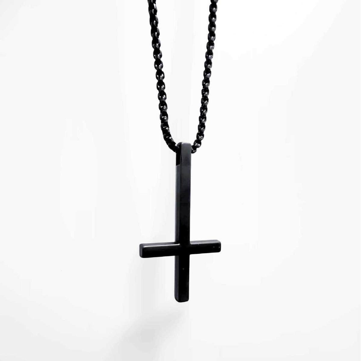 

Hip Hop Punk Stainless Steel Inverted Cross Pendant Necklace for Men Women Men Trendy Personality Collar Chain Jewelry Gifts чорний