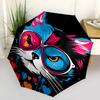 1pc Creative Glasses Cat Automatic Open/Close Umbrella, Portable Compact Umbrella for Men & Women A031