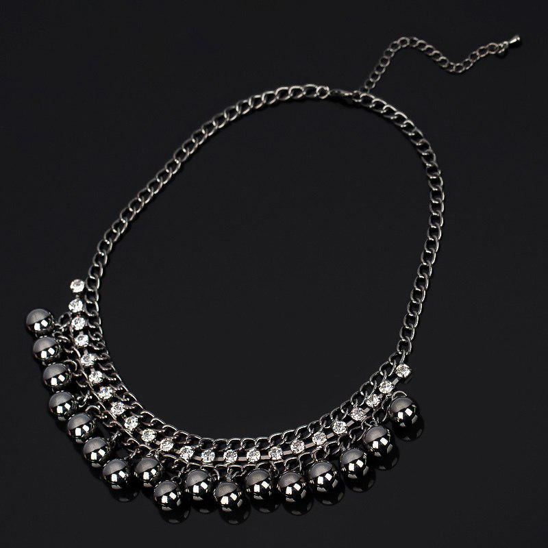 Luxury Jewelry Vintage Black Balls Crystal Necklace Charm Collar Statement Choker Pendants for Women