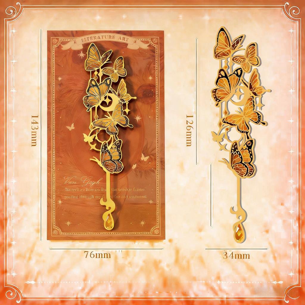 Colorful Design Butterfly Metal Bookmark Retro Style Exquisite Craftsmanship Hollow Bookmark Butterfly Shape Bookmark Pendant
