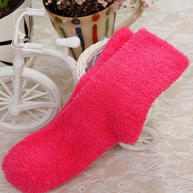 18 Styles Candy Color Thermal Warm Plush Socks Women Coral Fleece Floor Sox for Female Girls Colorful Wife‘s Gifts Dropshipping