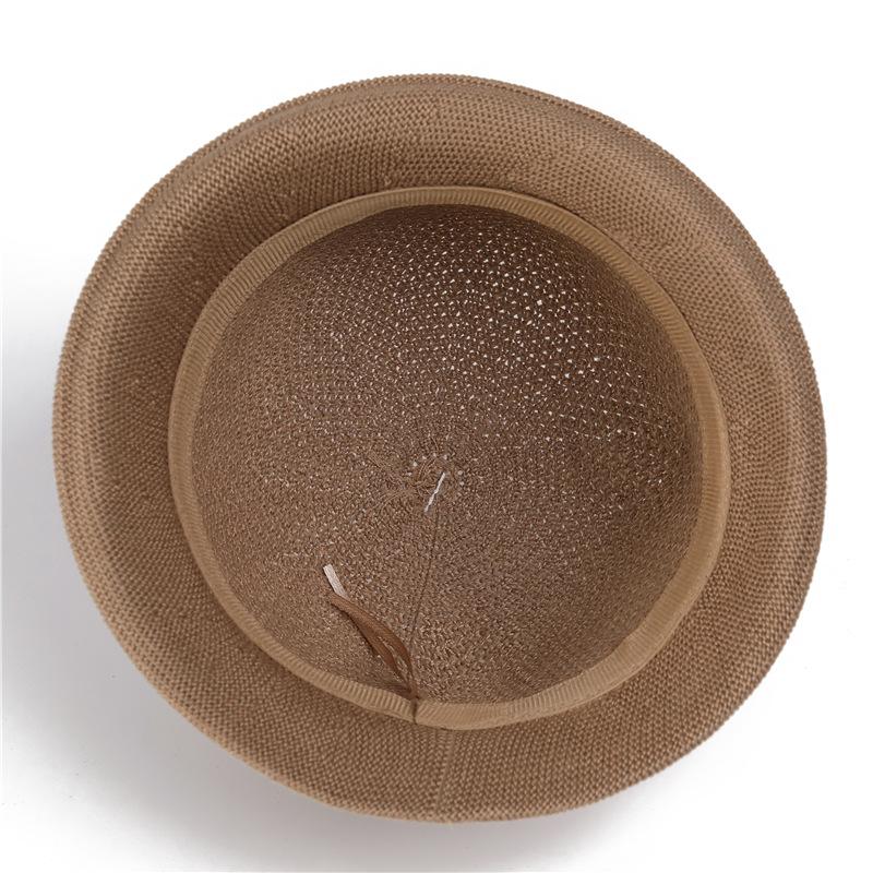 Summer Thin Straw Hat Femininity Versatile Crimped Vacation Elegant Top Hat Rhinestone Sun Protection Hat