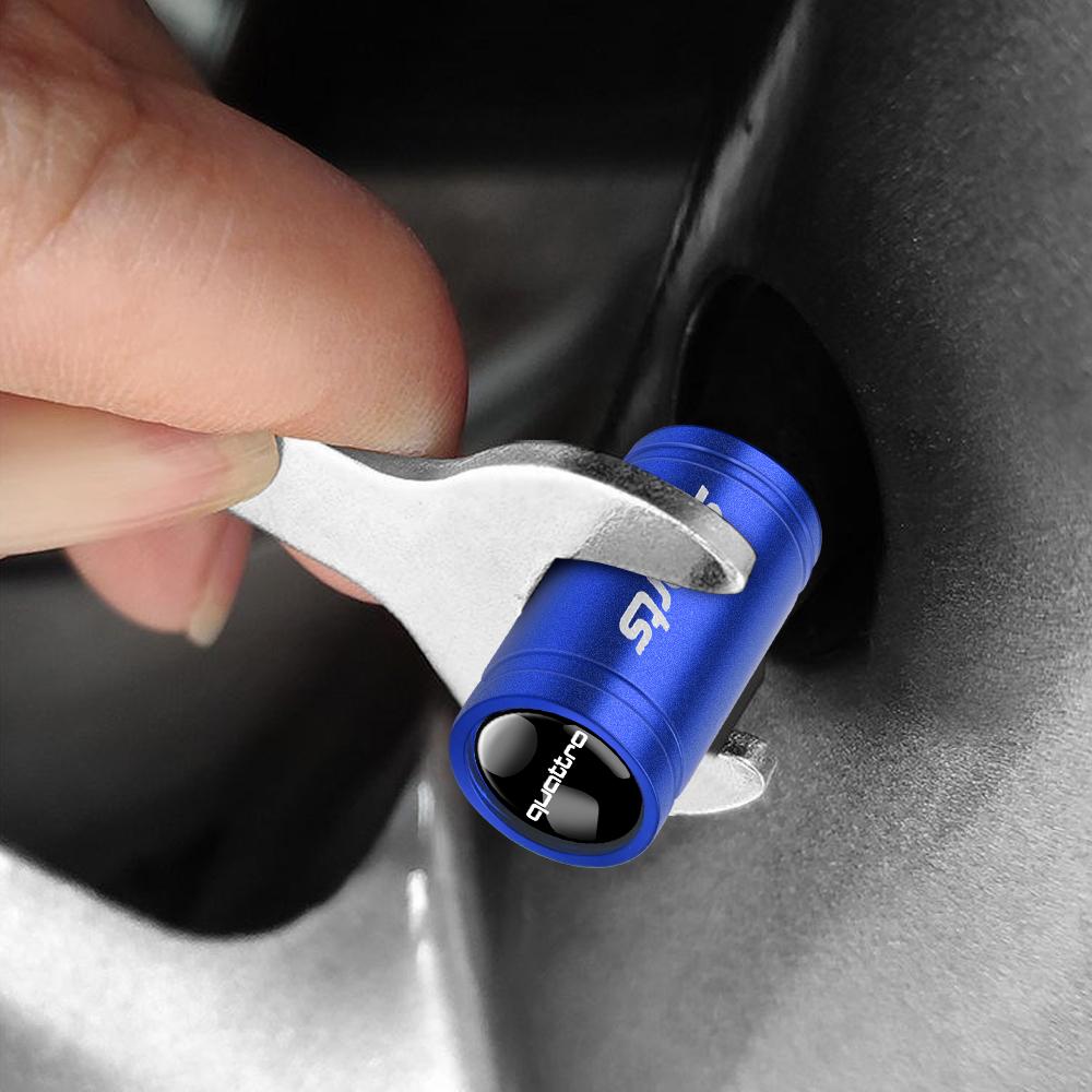 For Audi 8V4Pcs Auto Tire Valve Caps Decor Car Motorcycle Bicycle Wheel Hub Valve Stem Cover For Audi TT S Sline RS A1 A3 A6 A5 A7 A8 Q3 Q5