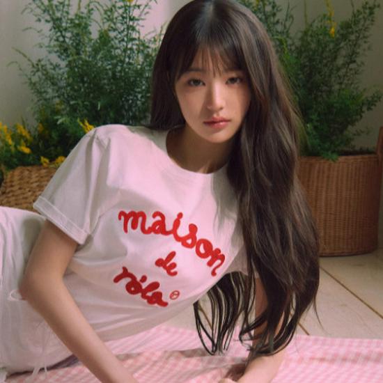 Auf Lager! ROLAROLA Koreanisches Designer Niedliches T-Shirt mit Buchstabenaufdruck Kurze Ärmel Inspiriert vom Stil von Jang Wonyoung