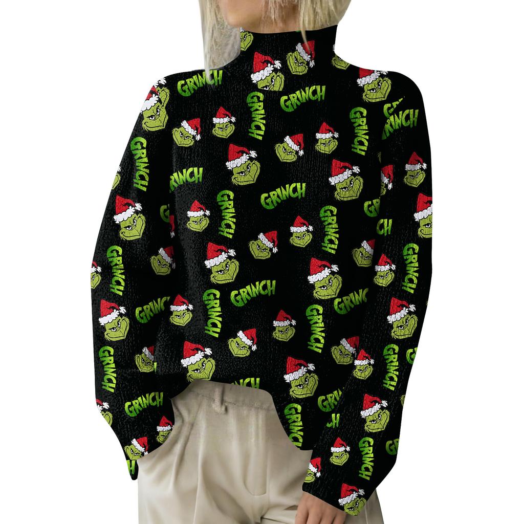 Julegensere for kvinner Strikkegenser Søt skjorte Høst Turtleneck Pullover Topper