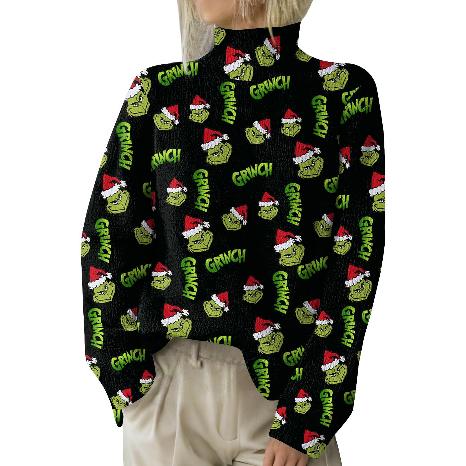 

Рождественские толстовки для женщин Вязаный свитер Милая рубашка Осенняя водолазка Пуловер Топы S