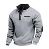 American Mens Fleece Hoodie With Zipper Stand Collar For Casual Winter Wear