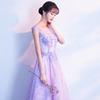 Evening Dress Women's 1011 New Purple Banquet Temperament Dress Socialite Dress Host Chorus Performance Dress