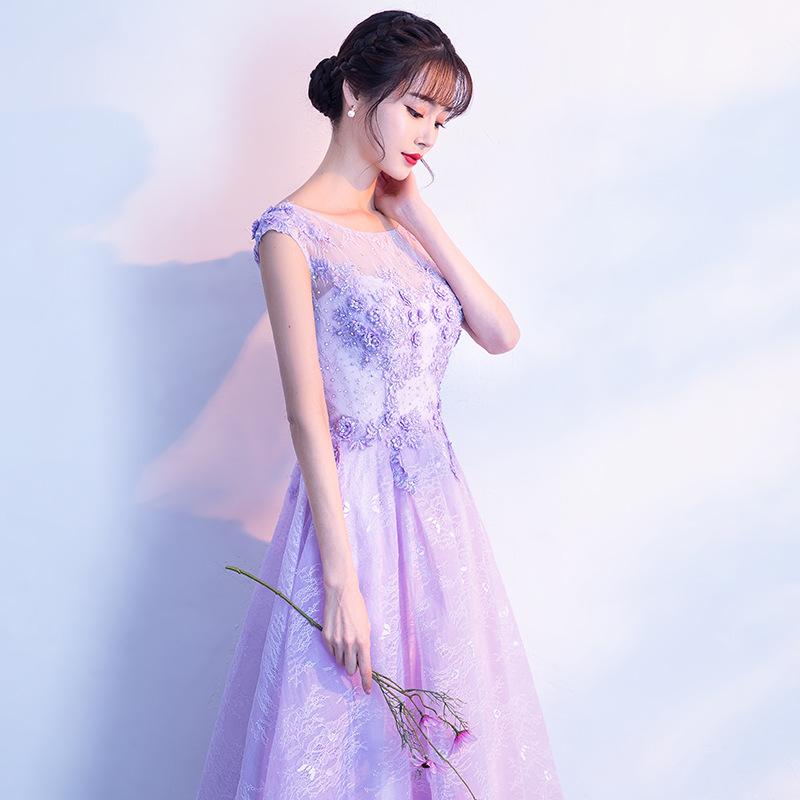 Evening Dress Women's 1011 New Purple Banquet Temperament Dress Socialite Dress Host Chorus Performance Dress