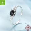 Schwarzes Zirkonium Liebesflügel Ring Männlich Retro Persönlichkeit Neutraler Ins Wind Ring Weiblich Leichter Luxus