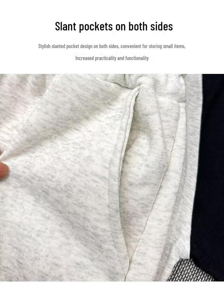 New 280g Imitation Cotton Casual Drawstring 5-Point Shorts - Versatile & Loose-Fit Sports Pants