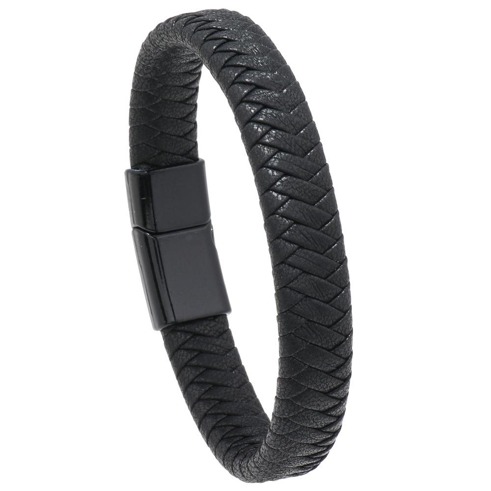Braided PU Leather Bracelet Bangle Magnetic Clasp Mens Party Jewelry Gift