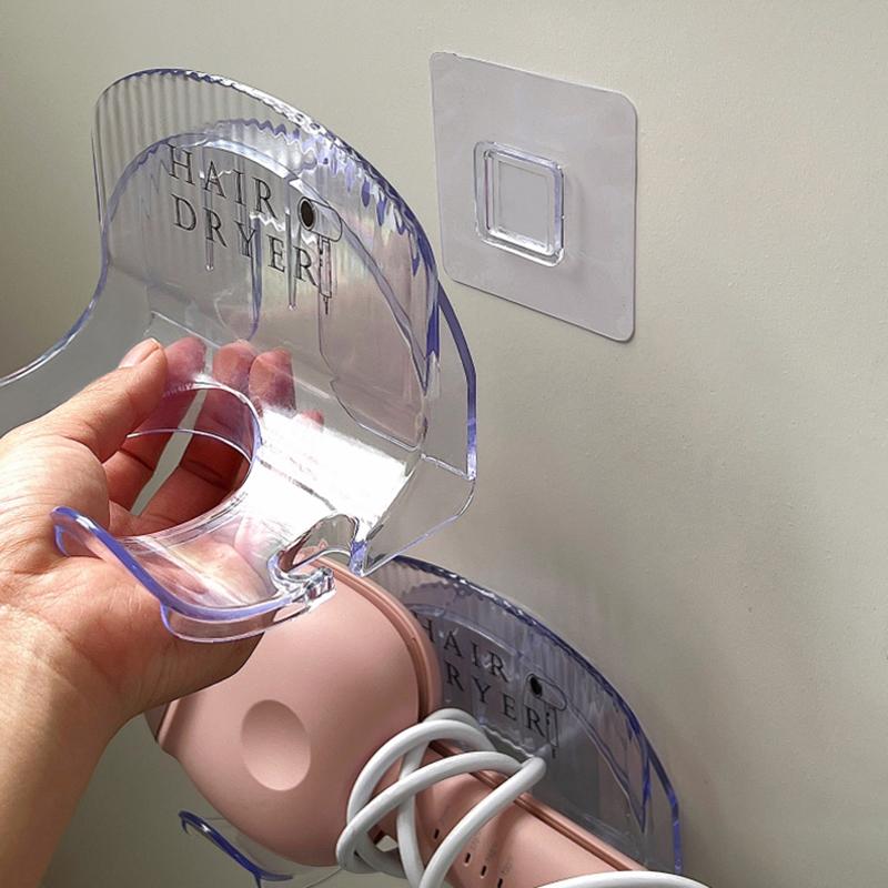 Držák na vysoušeč vlasů Nástěnná žehlička na vlasy Stojan na vlasy Koupelnový organizér Police Samolepící plastový úložný stojan