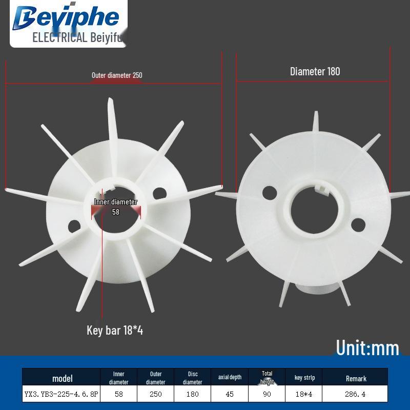 High-Temperature Resistant Y3/YX3 Plastic Cooling Fan Blade 0.55-160KW Energy Saving, New YE3.