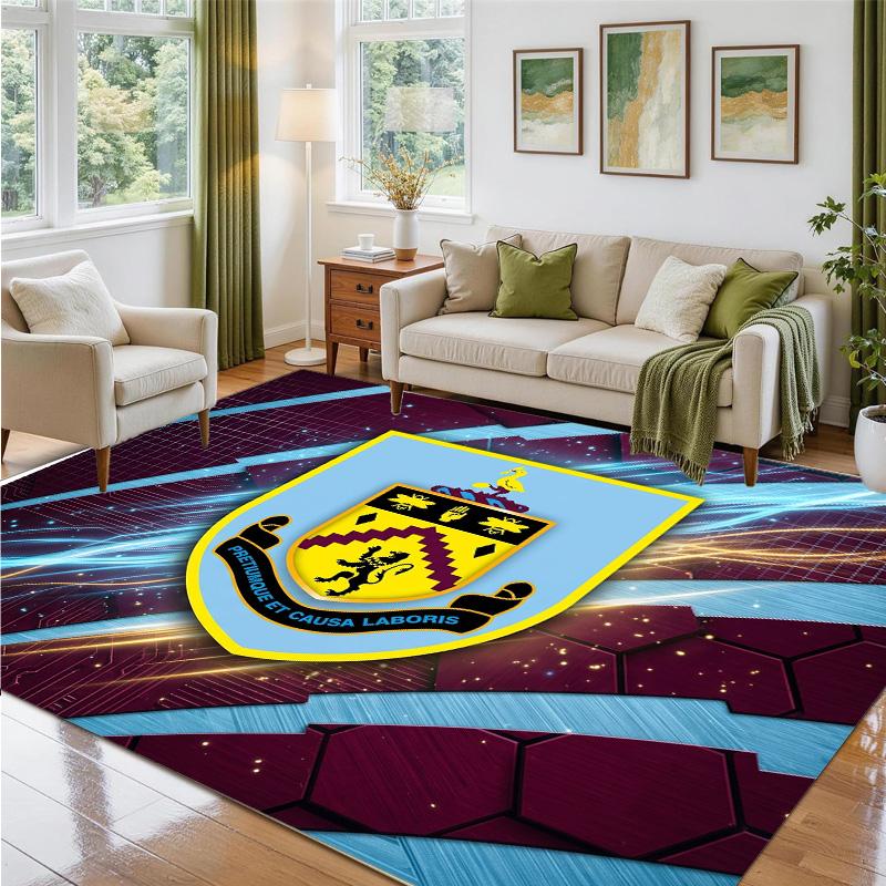 Burnley Football Design Crystal Velvet Rug Soft Decorative Mat for Bedroom Entrance
