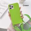 Funda de Silicona con Cordón para iPhone 11 12 13 14 15 Pro Max Color Caramelo Cubierta Trasera Suave con Cordón para el Cuello.