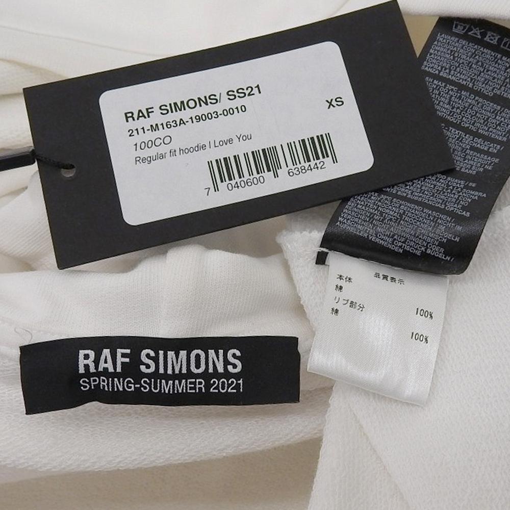 RAF SIMONS Slogan Standard Flint Hoodie, Men's, White, XS, 211-M163A tops XS whiteUsed