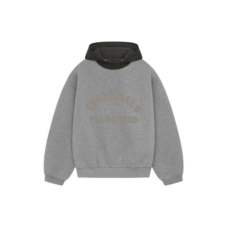 Fear of God Essentials Nylon Fleece Hoodie Dark Heather Oatmeal/Ink Men Tops Grey 202SP244313F
