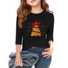 Children's 3/4 Sleeve Independence Day Printed Round Neck Casual T-shirt
