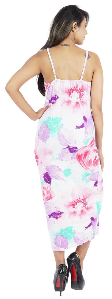 Inkmeso Printed V Neck Maxi Bodycon Dress For Womens Sexy Spaghetti Strap