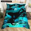 Whales King Queen Duvet Cover Ocean Animal Bedding Set Seaweed Starfish Marine Life Quilt Cover Blue Polyester Comforter Cover