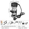 2300W Electric Trimmer 40000rpm Handheld Wood Trimmer Woodworking Engraving Slotting Palm Router Laminate Trimming Machine Kit