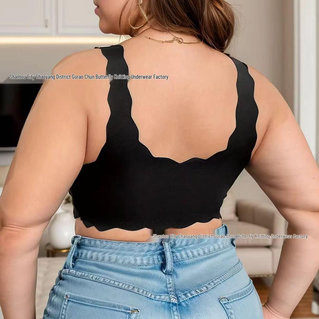 European & American Plus Size Front Closure Push-Up Bra, Women's Fixed Cup Vest Style