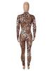 Sexy Leopard Print Mesh Bodycon Jumpsuit for Women