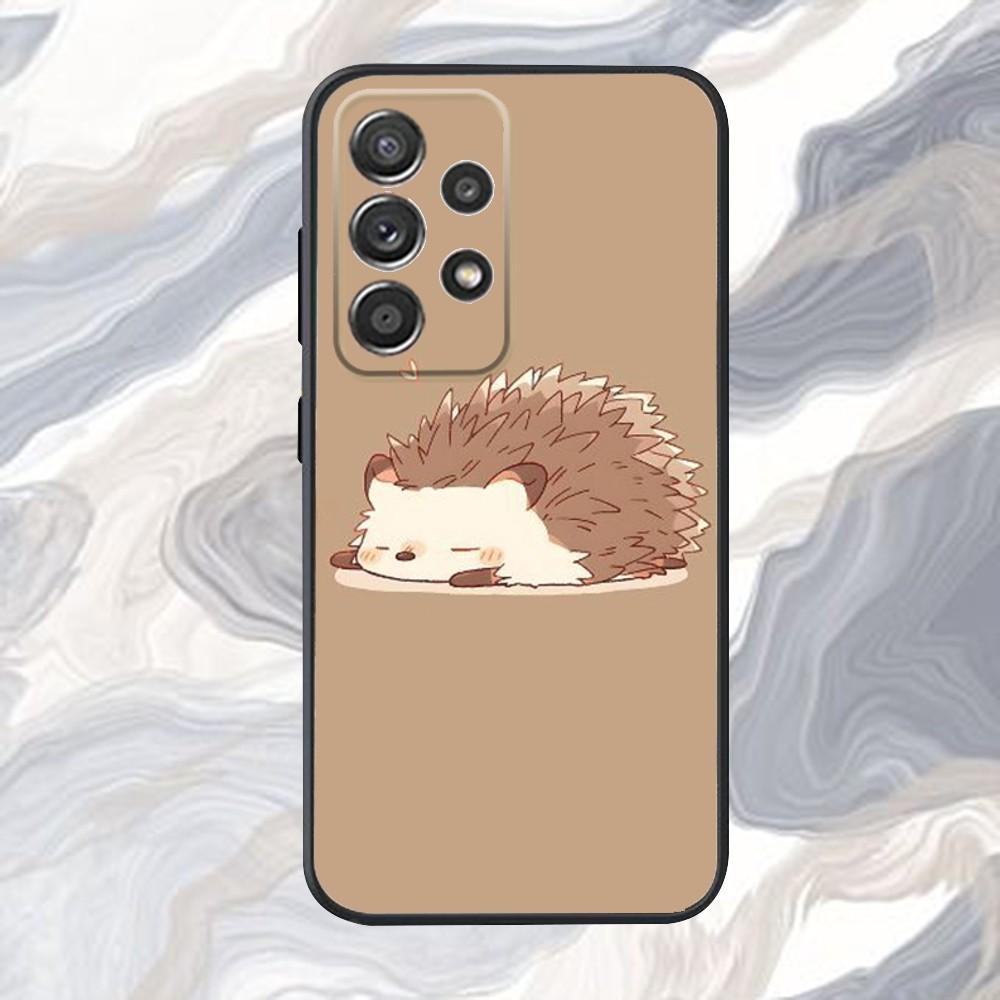 Süße Cartoon-Igel-Handyhülle für Samsung S25,S24,S21,S22,S23,S30,Ultra,S20,Plus,Fe,Lite,Note,10,9,5G Schwarze Hülle