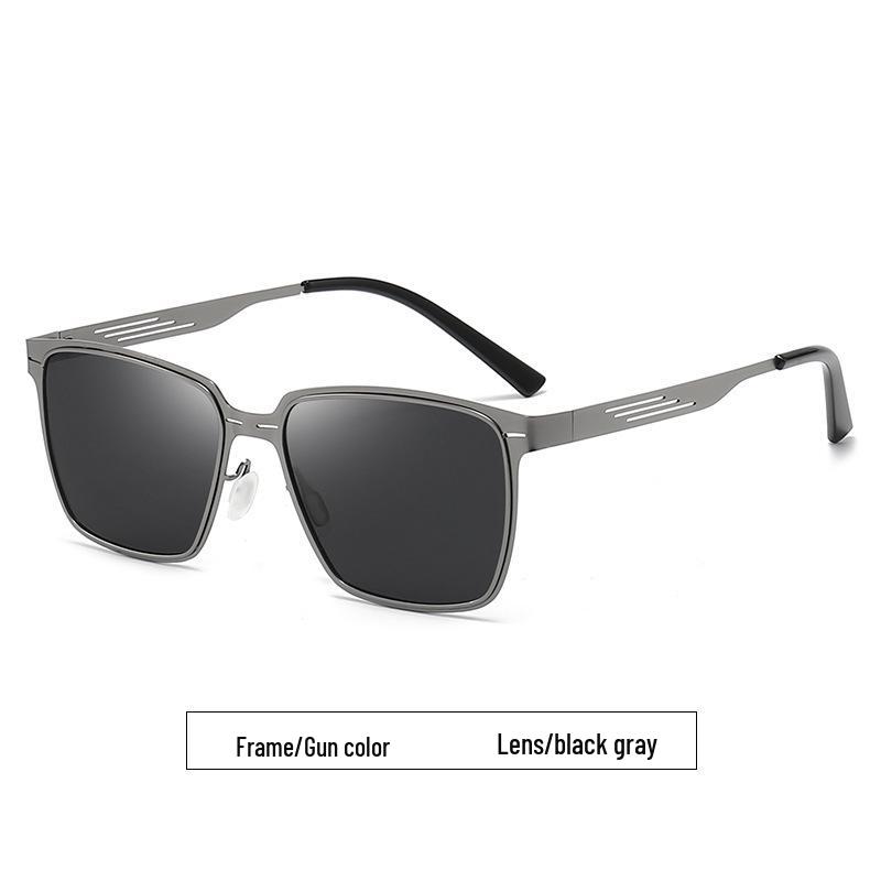 Men's Polarized Stainless Steel Square Sunglasses - Classic Retro Outdoor Driving, Fishing, and Cycling Glasses