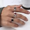 Yousheng Couple Ring Punk Style Decorative Open Design Adjustable All-match Jewelry Gifts Geometric Men Women Faux Gem Decoration Finger Ring for