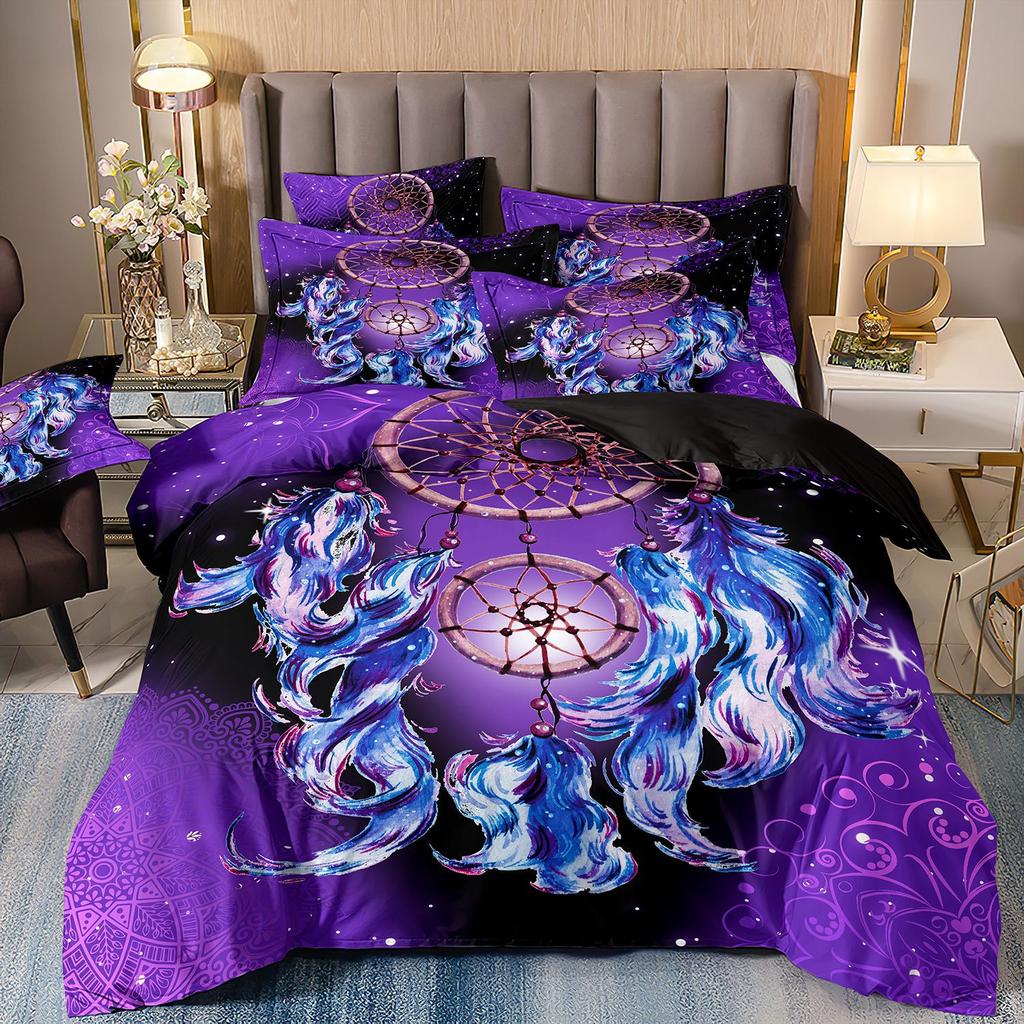 3D Digital Printing Abrasive Bedding Feather Three-Piece Set