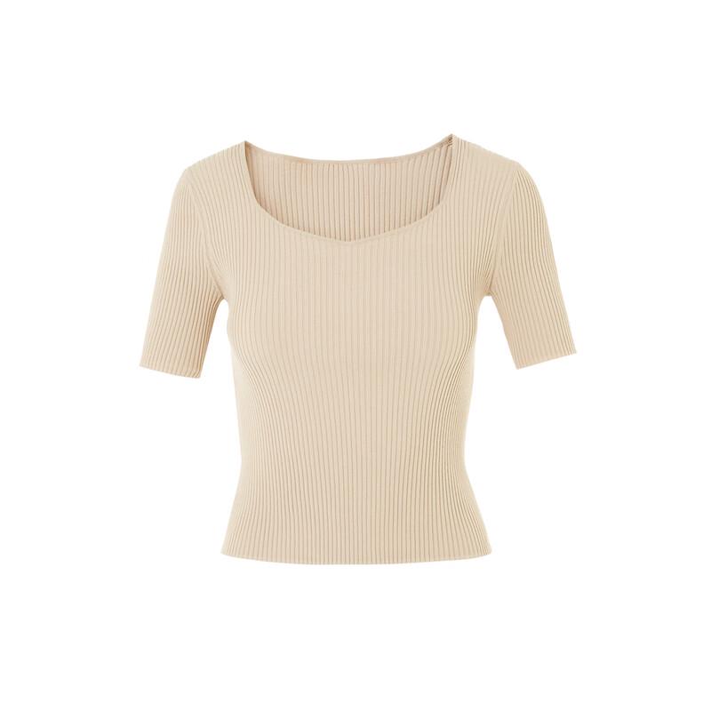 LANZHI Italian Designed Elegant Short Sleeve Knit T-Shirt