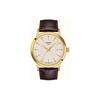 Classic Series Quartz Movement 50m Water Resistant Watch 42mm Beige Dial Stainless Steel PVD Coated Case Leather Strap T129.410.36.261.00
