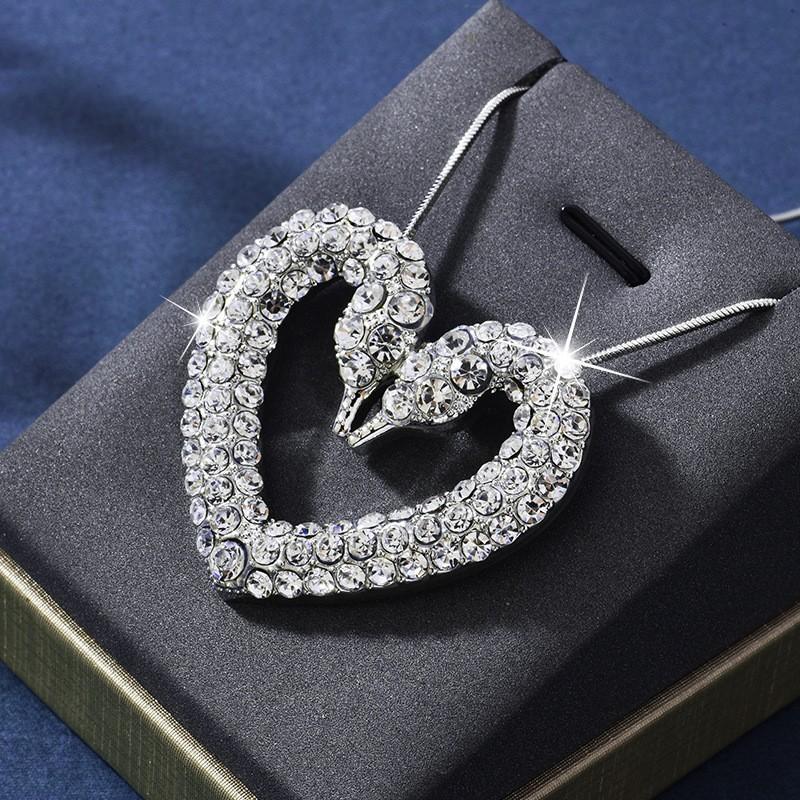 Liebe Schwan Nur Liebe Ewiges Doppel Schwan Herz Damen Accessoires Anhänger Halskette