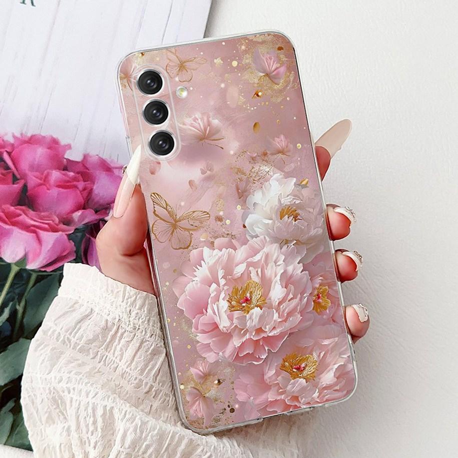 For Samsung Galaxy A24 4G Case SM-A245F Cover Fashion Flower Marble Soft Silicone Phone Covers For Samsung A14 A34 A54 5G Fundas