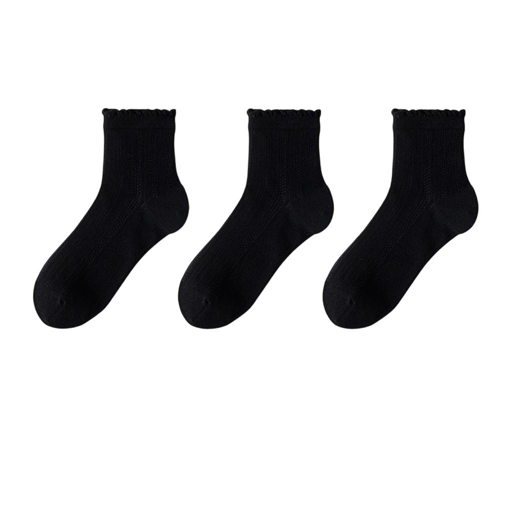 Women's Lightweight Mesh Lace Socks Seamless Mid-Calf Socks 3 Pairs Pack Breathable Comfortable Soft Fabric Design