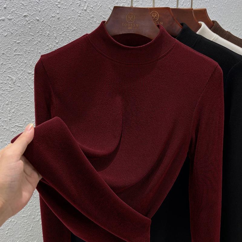 Sheep wool mask shirt women's summer new basic versatile solid color pullover skin feeling inner top