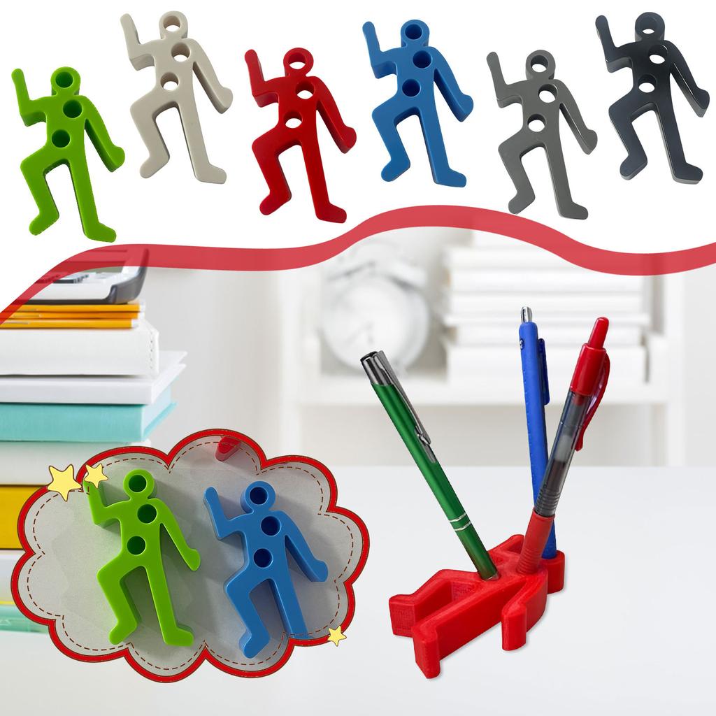 Plastic Human Figure Pen Holder with Multiple Holes for Desk Organization and Stationery Storage Unique Design Durable Material