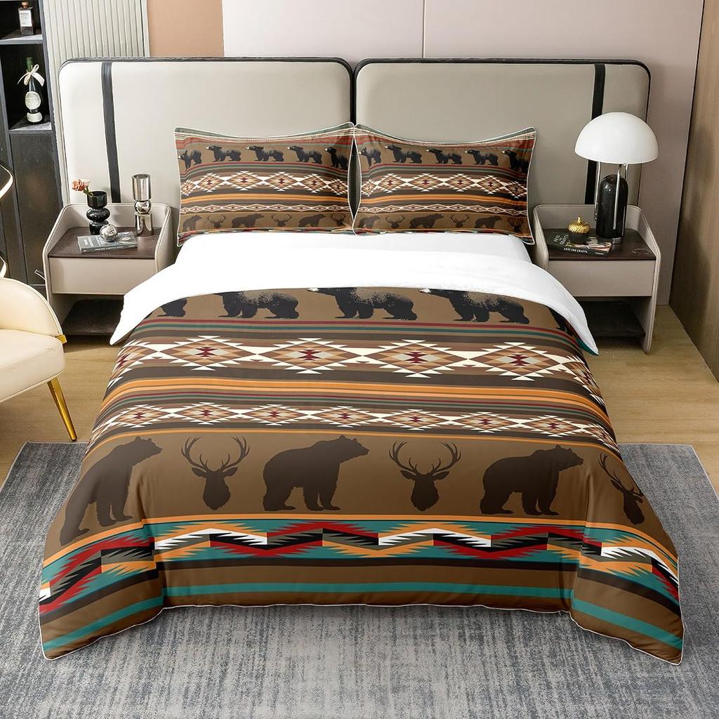 Western Cowboy Print Bedding Duvet Cover Set Full Size Bedding Set for Kids Boys Girls Comforter Cover Set Bedroom Bedclothes