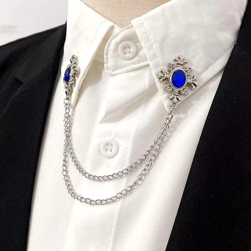 Luxe Honderd Torens Kraagketting Pak Overhemd Accessoires Kruis Strass Broche