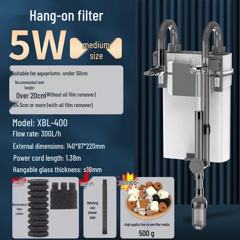 Wall-Mounted Silent Aquarium Filter with Oil Film Removal & Water Circulation System