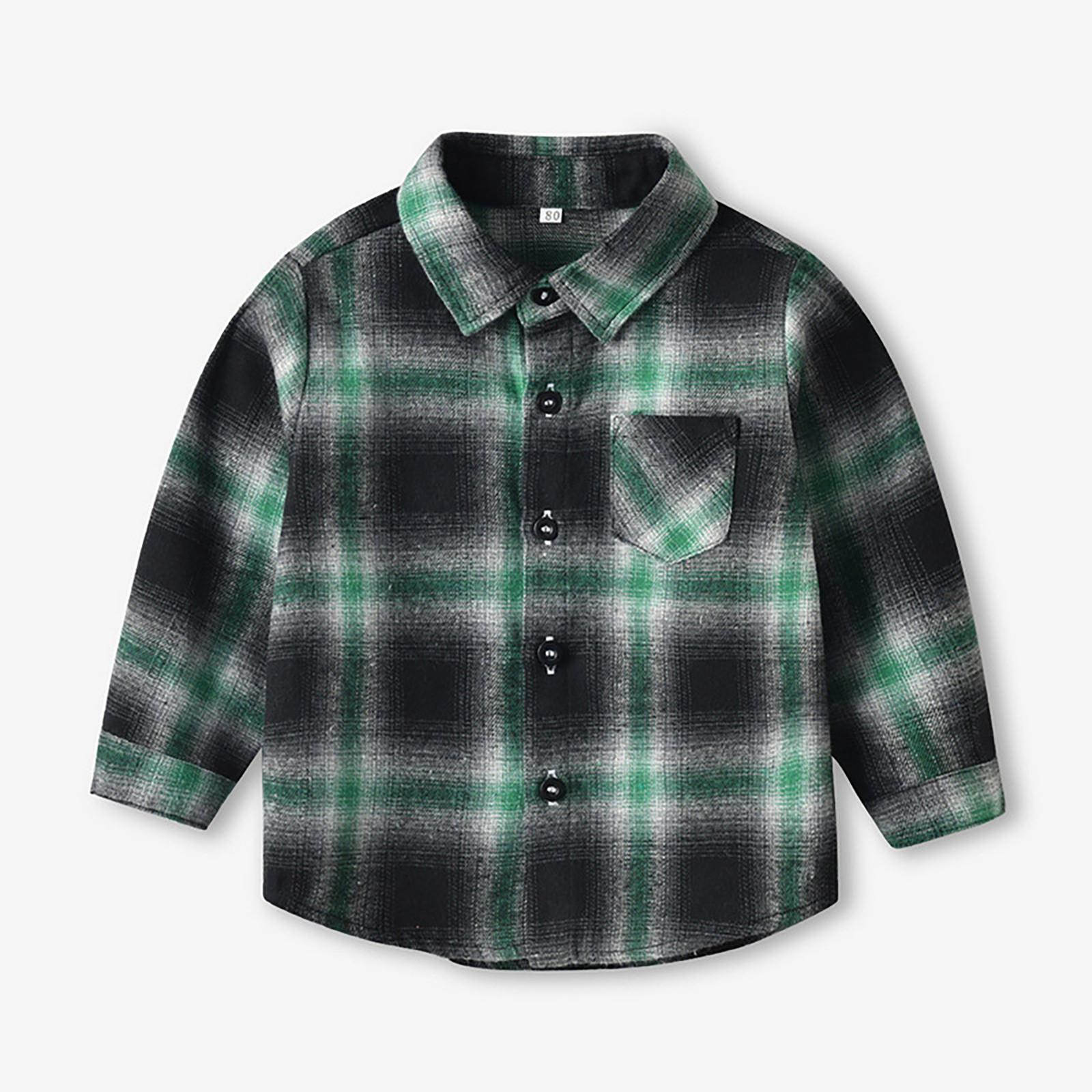 

Детская фланелевая рубашка-куртка в клетку с длинными рукавами и лацканами на пуговицах, осенняя рубашка для маленьких мальчиков и девочек, пальто, верхняя одежда 130