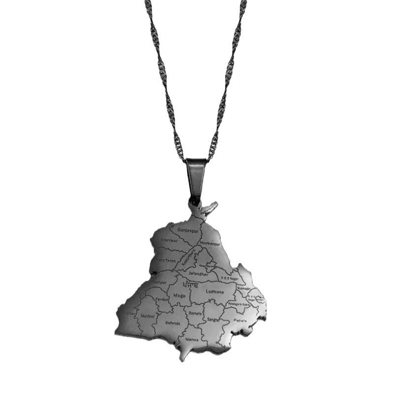 Punjab Map Pendant Necklace Gift for Brothers and Sisters