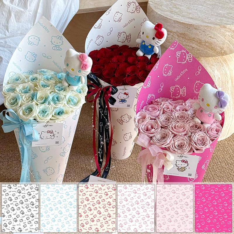 Hello Kitty Wrapping Paper Flower Bouquet Packaging Paper Strap Ribbon Flower Decoration Strap Gift Packaging Paper Accessories