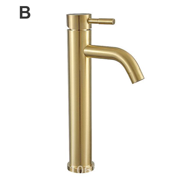 Brushed Gold Stainless Steel Basin Faucet Luxury Bathroom Washbasin Hot And Cold Water Mixed Tap Single-Handle Sink Mixer Tap