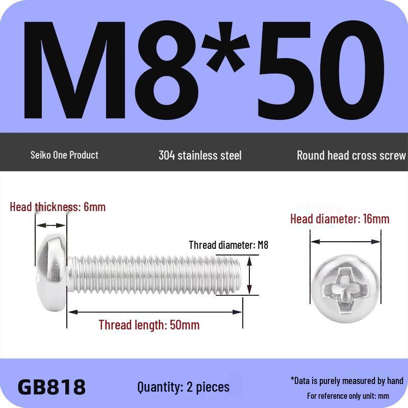 Phillips Pan Head Machine Screws, 304 Stainless Steel, Sizes M1-M10
