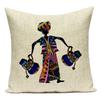 Retro Characters Cushions Case African Woman Sofa Seat Decorative Pillow Cases Abstract Geometry Home Cushion Cover